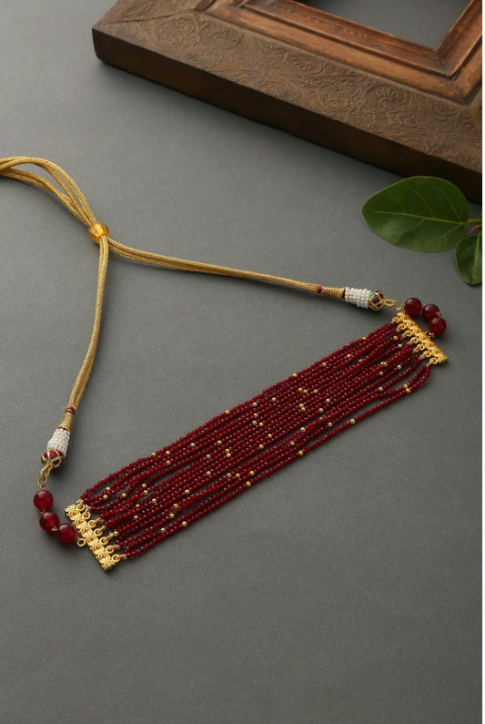 Gold Plated Red Hydro Stones Choker
