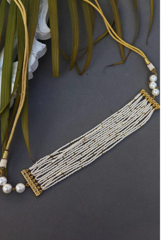 Gold Plated White Pearl Stones Choker