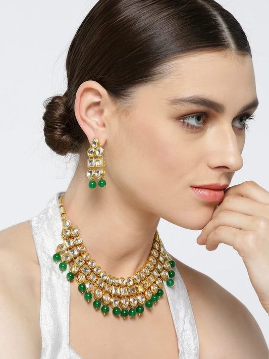 Gold Plated Kundan Studded Jewellery Set