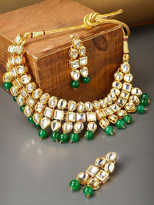 Gold Plated Kundan Studded Jewellery Set