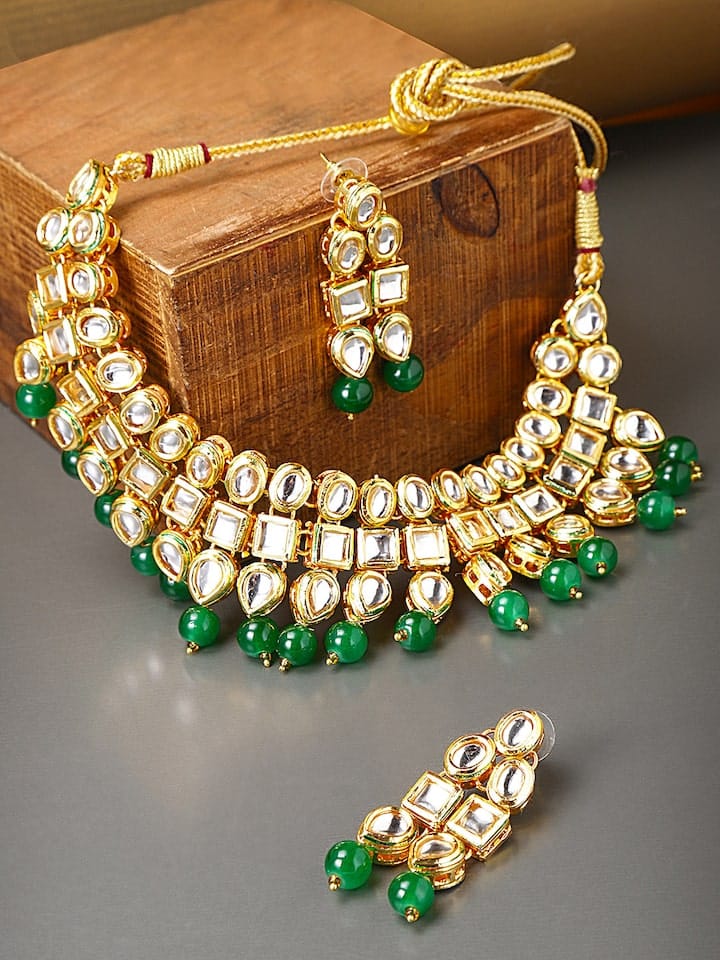 Gold Plated Kundan Studded Jewellery Set