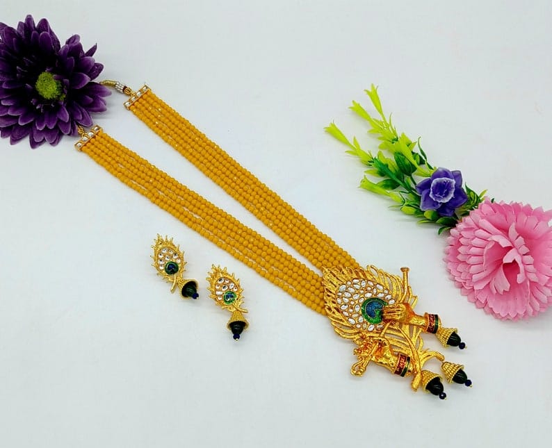 Gold Plated Peacock Beaded Necklace
