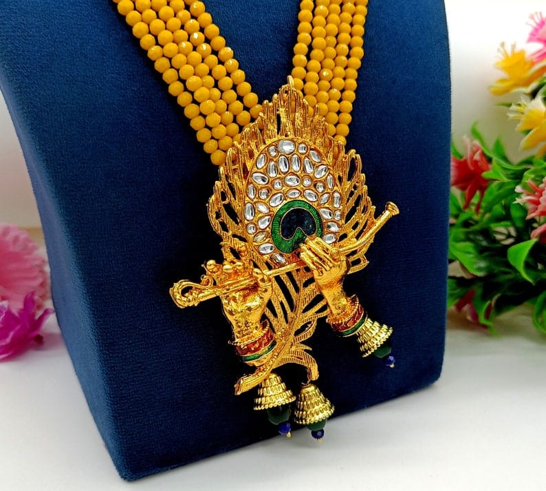 Gold Plated Peacock Beaded Necklace