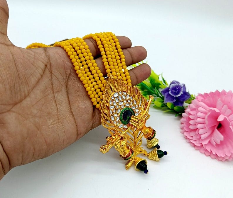 Gold Plated Peacock Beaded Necklace