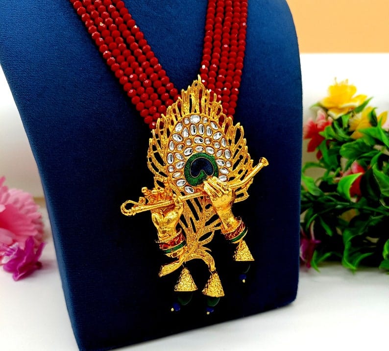 Gold Plated Peacock Beaded Necklace
