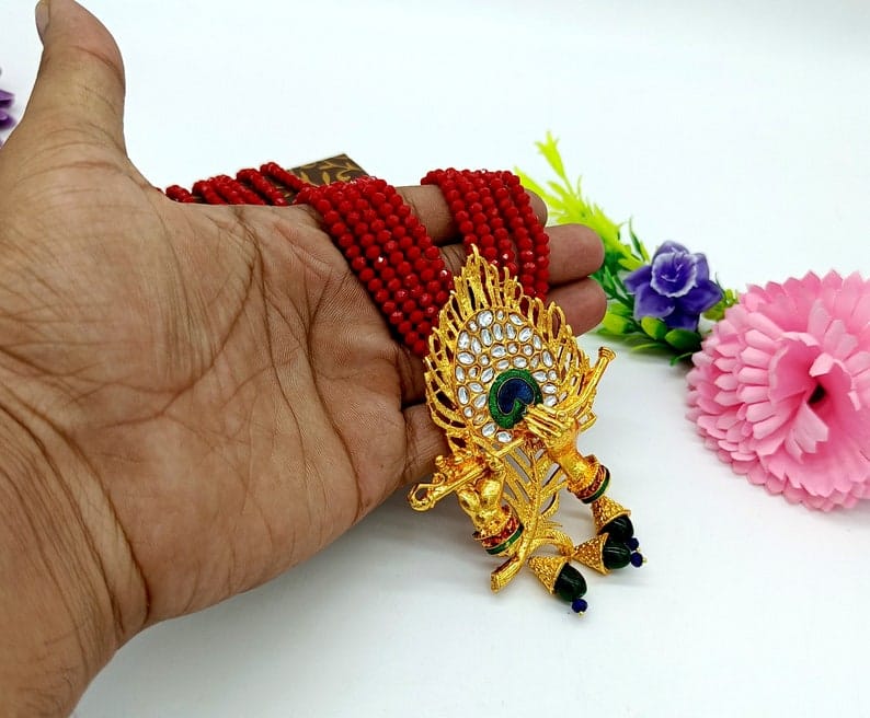Gold Plated Peacock Beaded Necklace