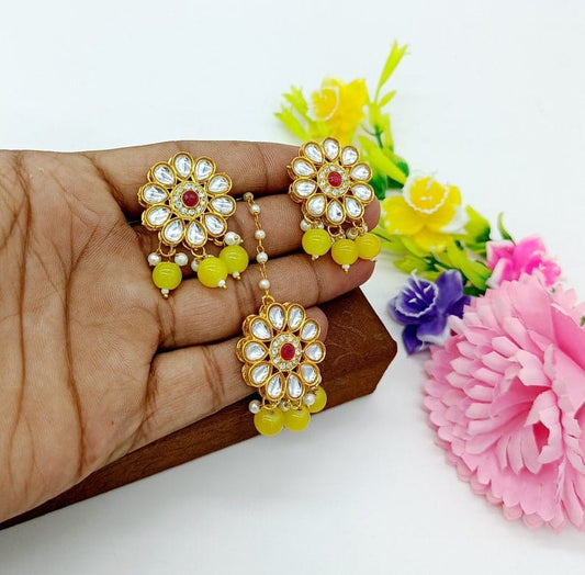 Gold Plated Kundan Polki Necklace Set