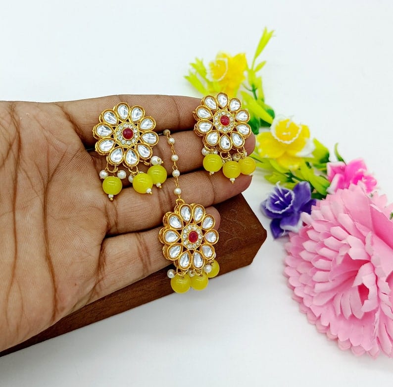 Gold Plated Kundan Polki Necklace Set