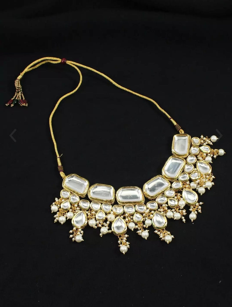 Gold Plated Kundan Polki Necklace Set