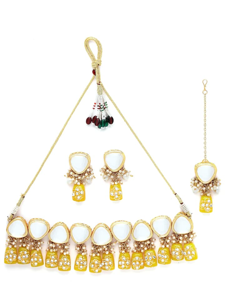 Gold Plated Kundan Polki Necklace Set