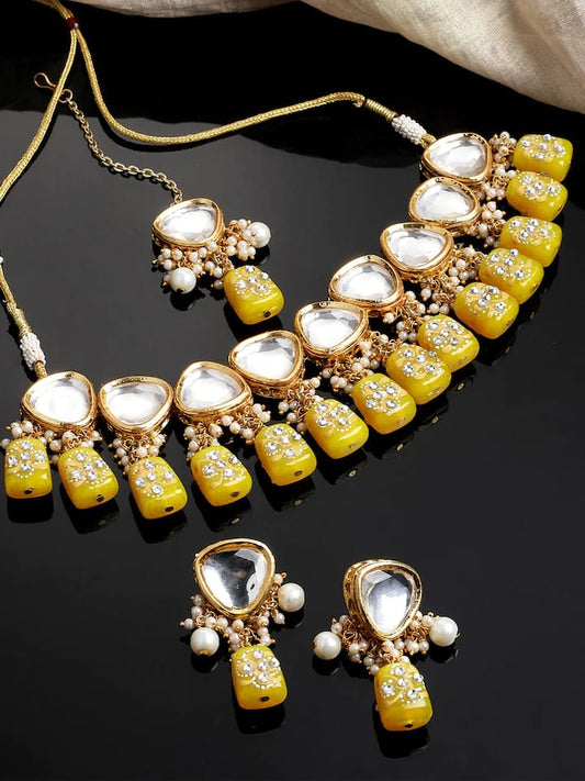 Gold Plated Kundan Polki Necklace Set