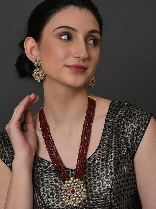 Gold Plated Kundan Polki Necklace Set