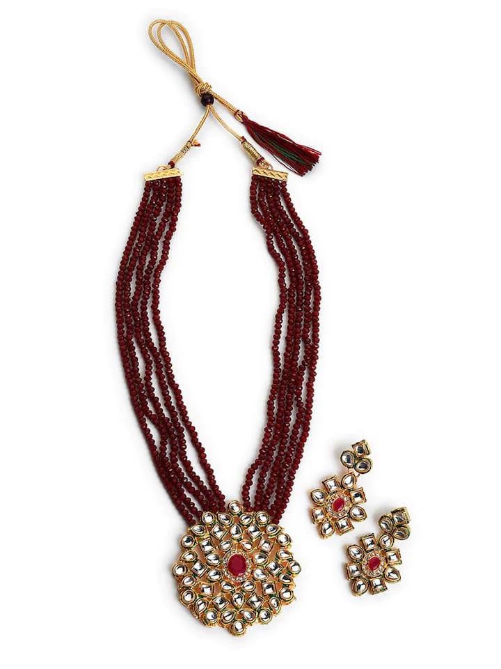 Gold Plated Kundan Polki Necklace Set