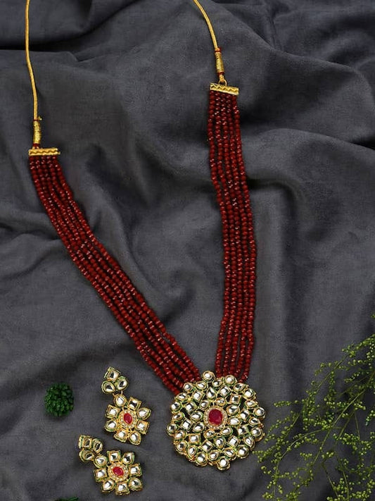 Gold Plated Kundan Polki Necklace Set