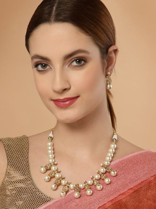 Gold Plated Kundan Polki Necklace Set