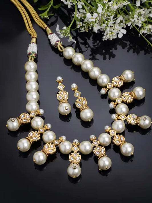 Gold Plated Kundan Polki Necklace Set