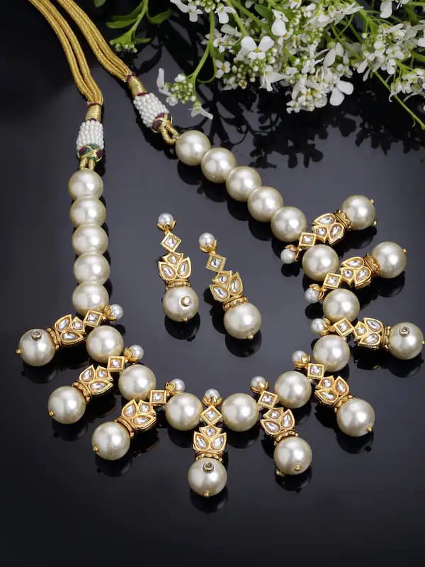 Gold Plated Kundan Polki Necklace Set