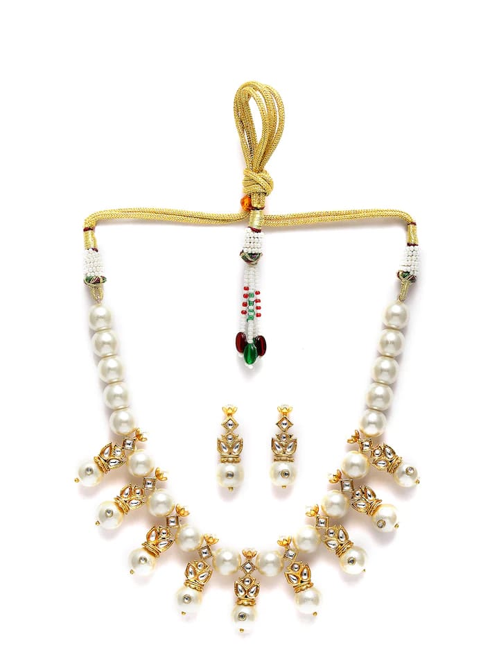Gold Plated Kundan Polki Necklace Set