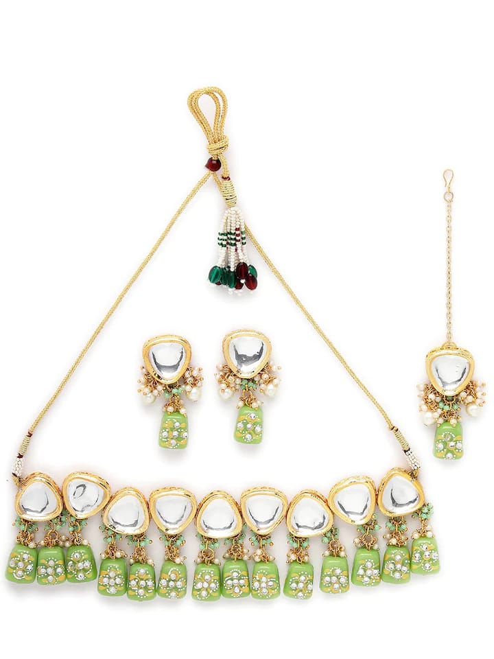 Gold Plated Kundan Polki Necklace Set