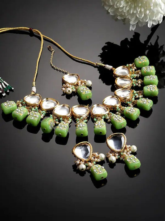 Gold Plated Kundan Polki Necklace Set