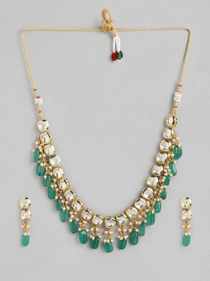 Gold Plated Kundan Polki Necklace Set