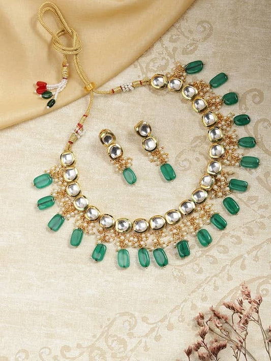 Gold Plated Kundan Polki Necklace Set