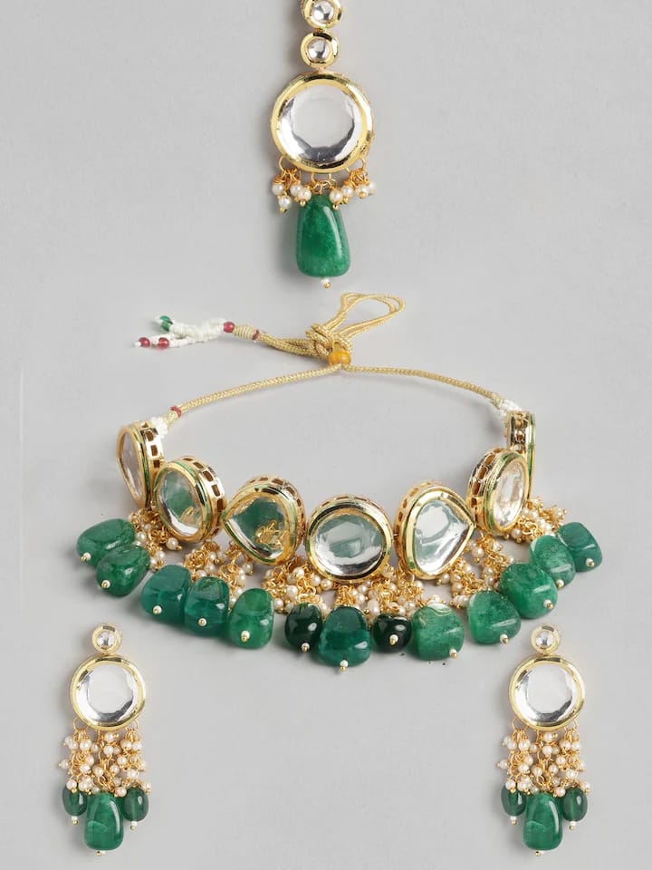 Gold Plated Kundan Polki Necklace Set