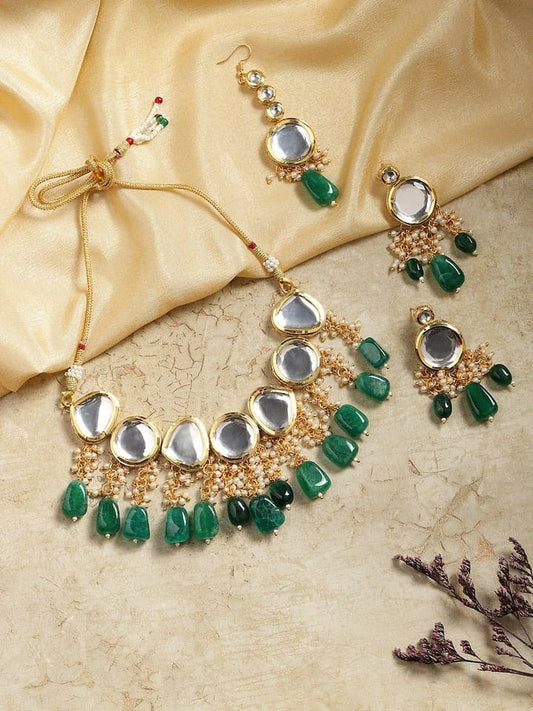 Gold Plated Kundan Polki Necklace Set