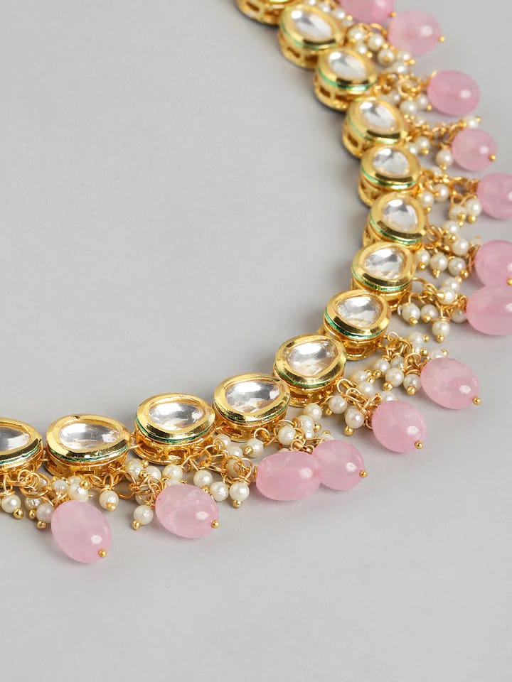 Gold Plated Kundan Polki Necklace Set