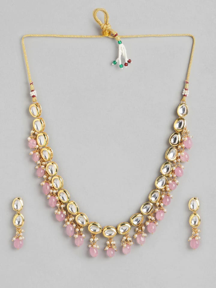 Gold Plated Kundan Polki Necklace Set