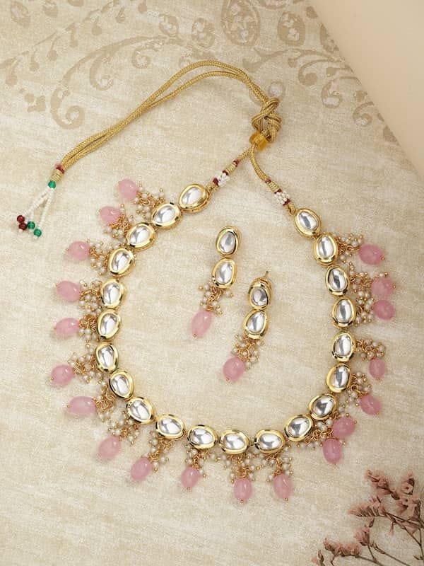 Gold Plated Kundan Polki Necklace Set