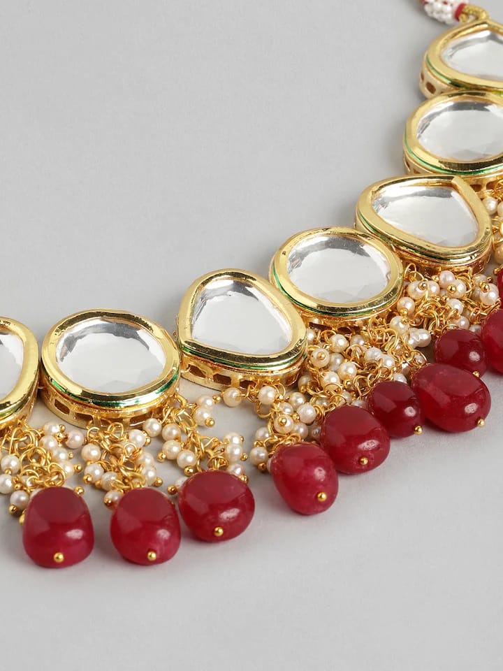 Gold Plated Kundan Polki Necklace Set