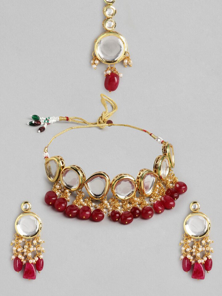 Gold Plated Kundan Polki Necklace Set