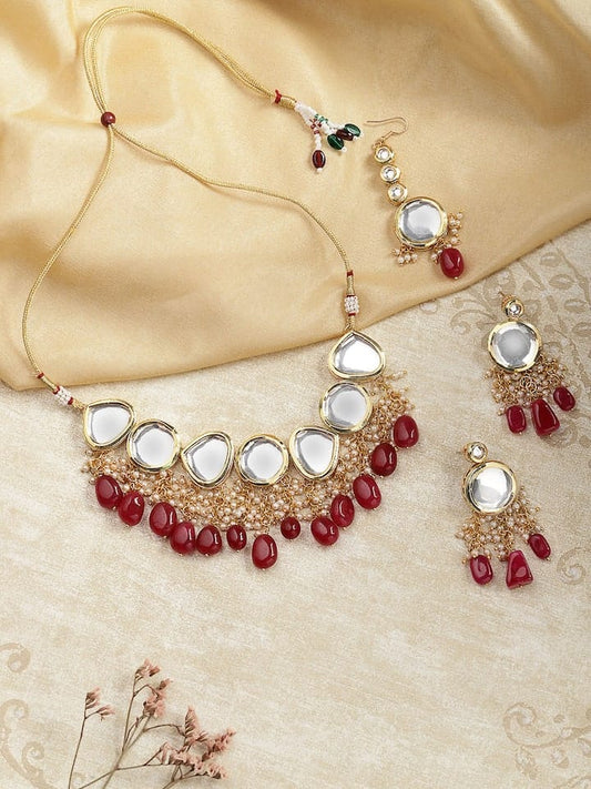 Gold Plated Kundan Polki Necklace Set