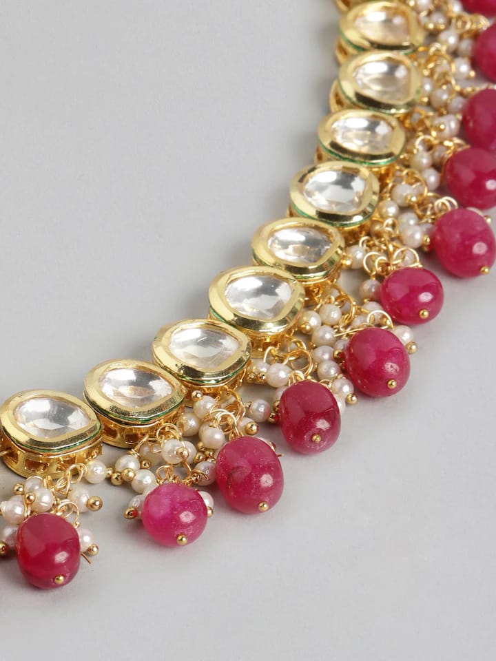 Gold Plated Kundan Polki Necklace Set