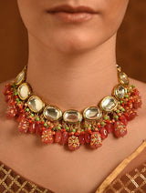 Gold Plated Kundan Polki Necklace Set