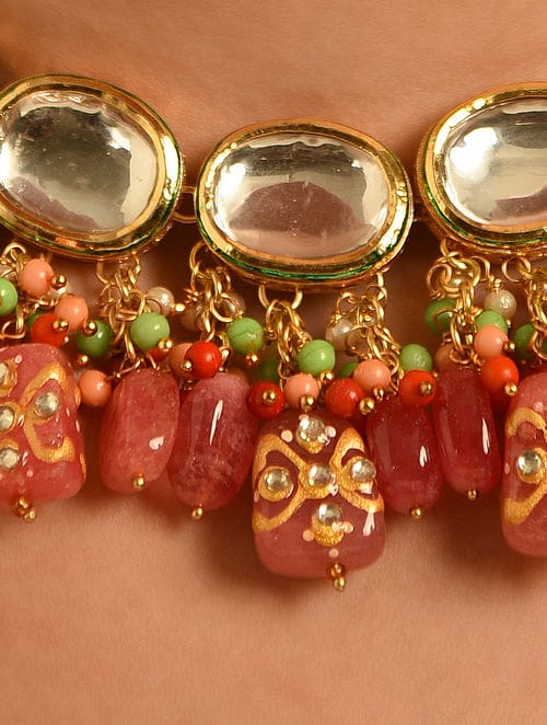 Gold Plated Kundan Polki Necklace Set