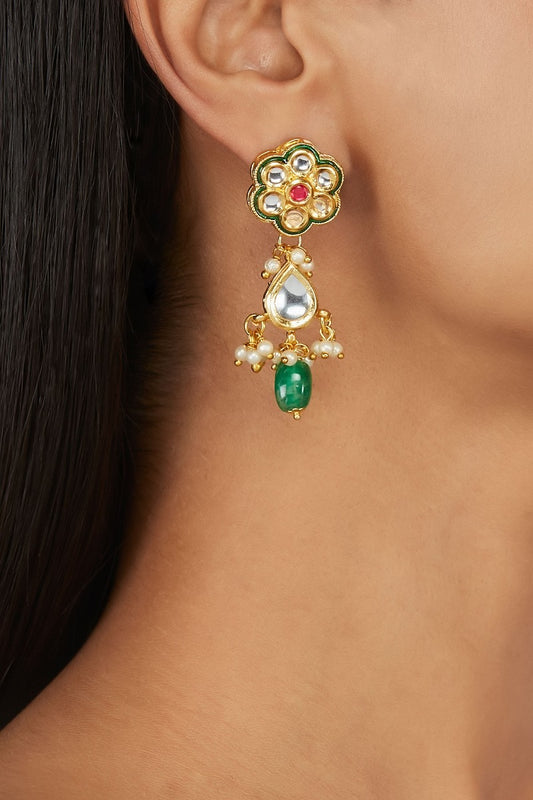 Gold Plated Kundan Polki Necklace Set