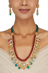 Gold Plated Kundan Polki Necklace Set