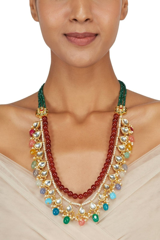 Gold Plated Kundan Polki Necklace Set