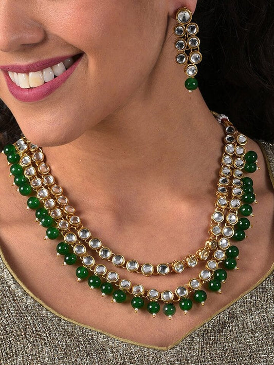 Gold Plated Kundan Polki Necklace Set