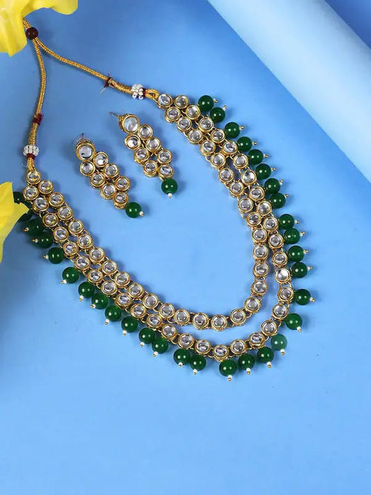 Gold Plated Kundan Polki Necklace Set