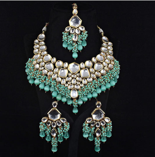 Gold Plated Kundan Polki Necklace Set