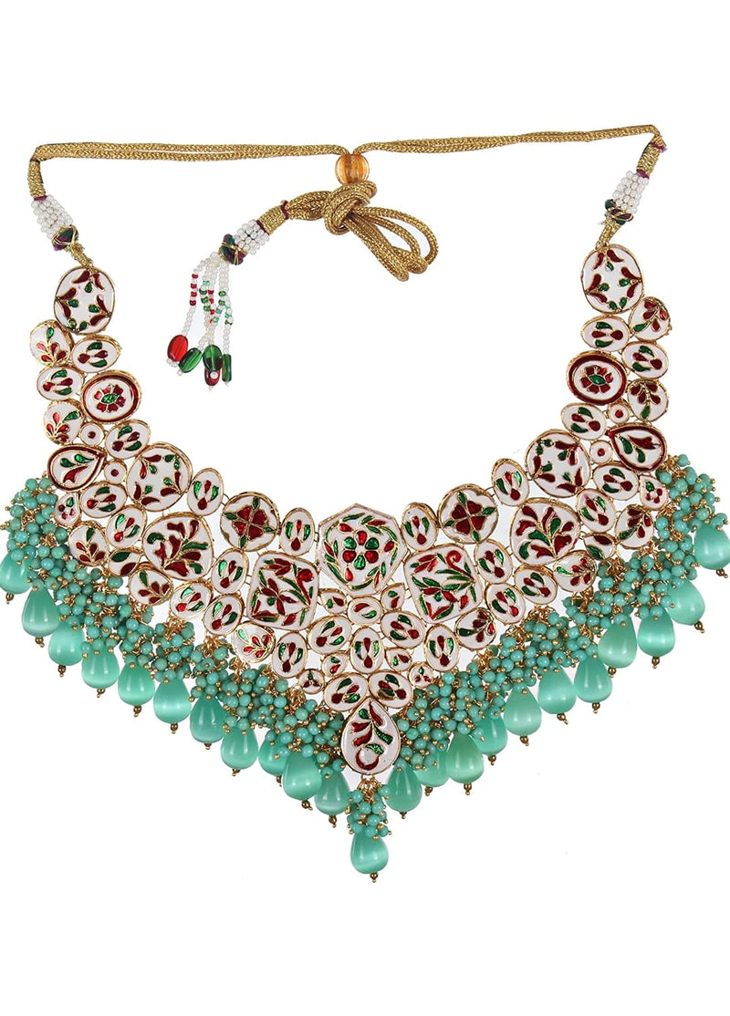 Gold Plated Kundan Polki Necklace Set