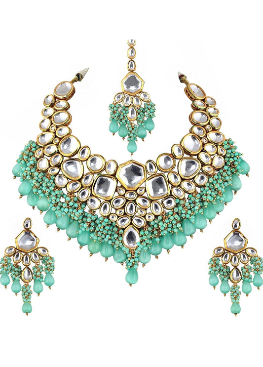 Gold Plated Kundan Polki Necklace Set