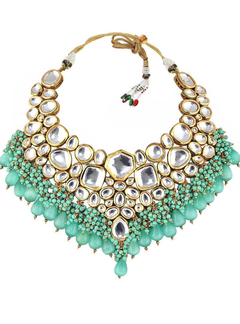 Gold Plated Kundan Polki Necklace Set