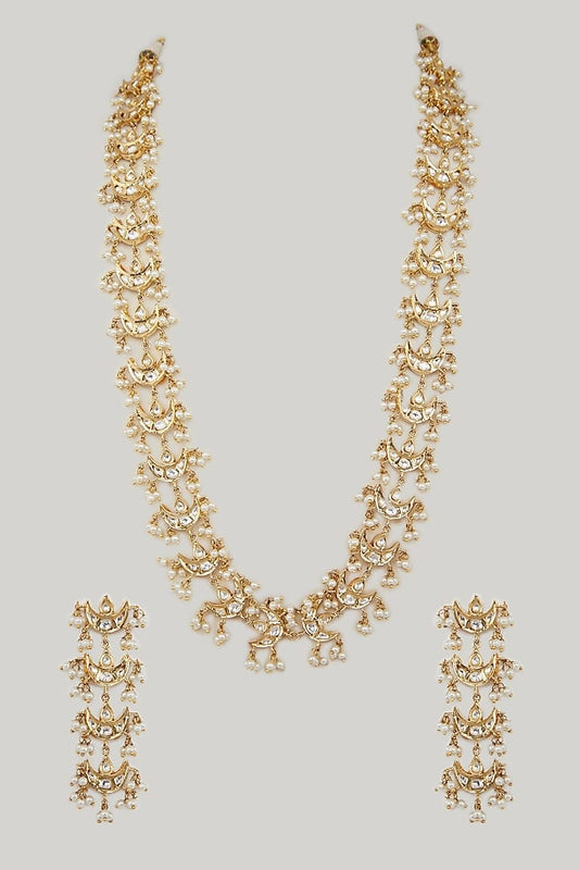Gold Plated Kundan Polki Necklace Set