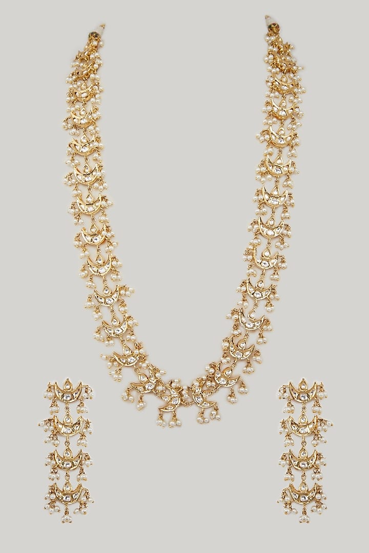 Gold Plated Kundan Polki Necklace Set