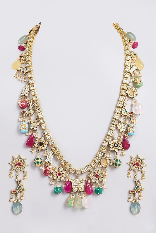 Gold Plated Kundan Polki Necklace Set