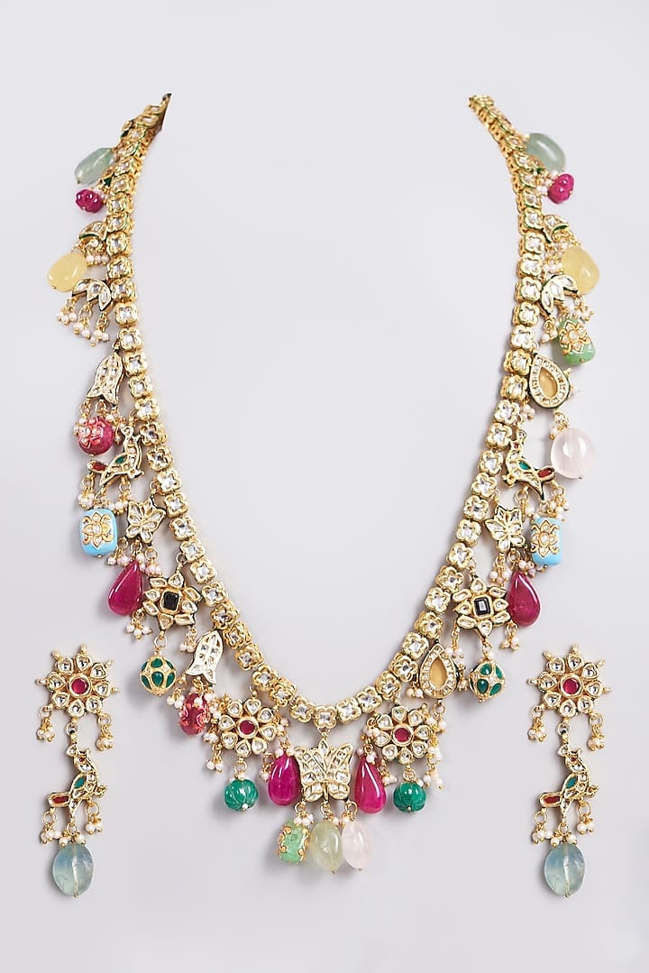 Gold Plated Kundan Polki Necklace Set